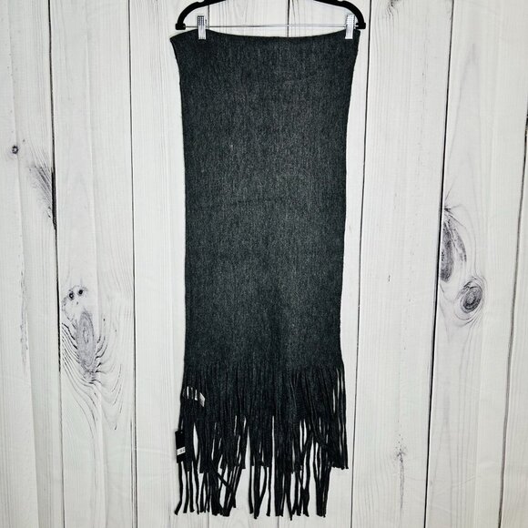 Lucky Brand Solid Brushed Scarf Dark Heather Grey w/Fringe 15" X 88" NWT - Picture 4 of 6
